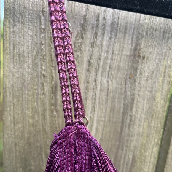 VERY RARE Free People Jagger Fringe Dress Plum Purple Beaded Sz 2 - Picture 3 of 11